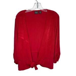 Chico’s Travelers Red Tie Front Cardigan Jacket Size 1 (M/L) 3/4‎ Sleeve Stretch